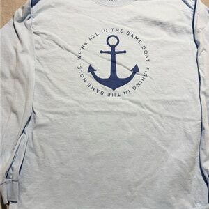Nautical Anchor Long Sleeve Men's Shirt - Light‎ Blue